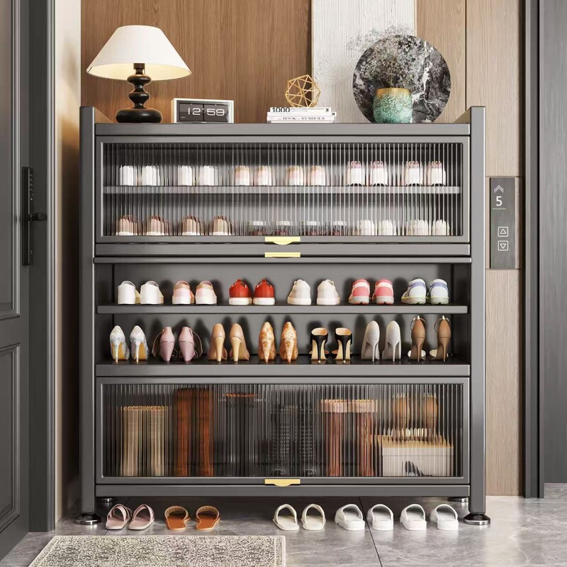 Steel Shoe Cabinet for Home Use, Large Capacity Storage Cabinet for Entryway, Wall-Mounted Multi-Layer Shoe Rack, Durable Dust-Proof Storage Cabinet