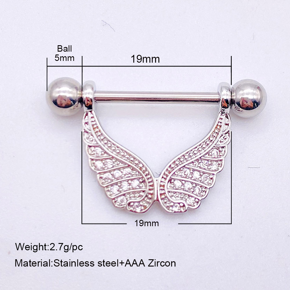 Fashion Leaf Star Wings Stainless Steel Inlaid Zircon Nipple Ring 1 Piece display picture 4