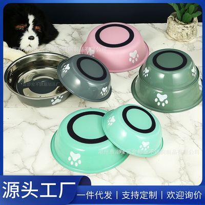Stainless steel Pet Bowl Large non-slip mat Cat Bowl Dog bowl Dogs Kitty Teddy Feeder Pets Supplies wholesale