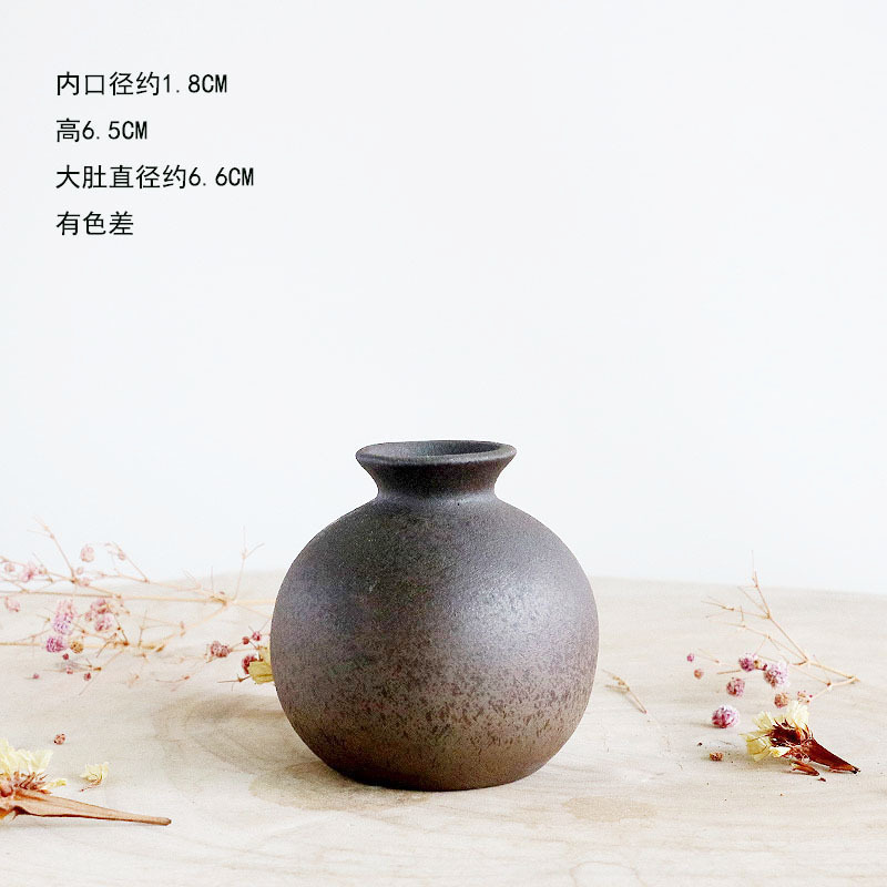 迷你水培小花瓶陶瓷复古餐桌装饰品摆件办公室桌面绿植铜钱草茶玩|undefined