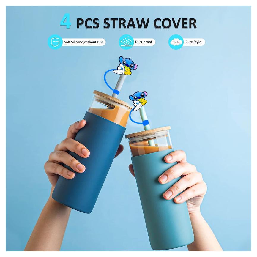 Silicone de dibujos animados tapa de paja goma blanda Kawaii Kitty 10 mm taza Stanley tapa de paja grande 40 onzas 3