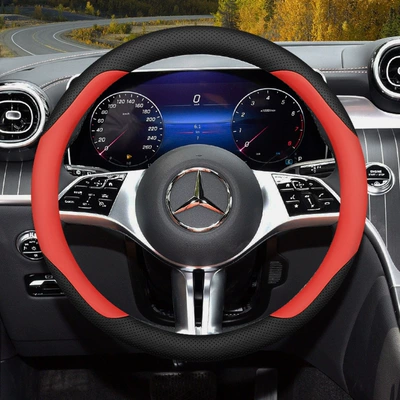 steering wheel cover four seasons: Steering wheel cover - round-type-flame-red-standard