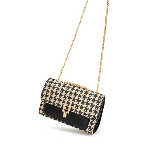 Women's Small Charming Wind Bag, Korean Style Shoulder and Crossbody Bag with Polka Dot Chain Texture PU Bag
