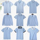 School Uniform for Primary and Middle School Students Short-sleeved Children's Blue T-shirt for Boys and Girls Summer Pure Cotton Polo Shirt light blue Lapel Half-sleeved