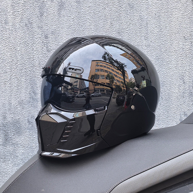 Casco de Motocicleta Retro Cruzado de Estilo Guerrero, Talla Grande, con Diseño de Escorpión, Ligero y Integral