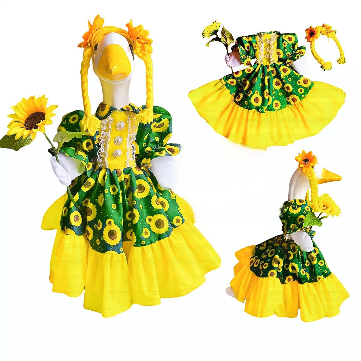 Кросс-бордерная одежда для гуся 2025 новый большой белый костюм гуся с подсолнухом 156г