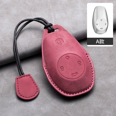 high-end original color shell 2023 | Car key bag - zero-run-model-a-volcano-red-leather-strap