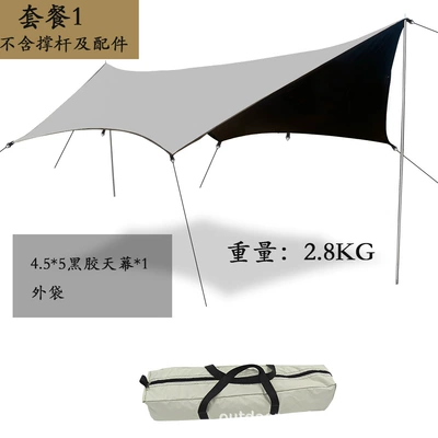 5x 4.5m Outdoor Full Shading Sunshade 210D Oxford Plaid Waterproof Camping Black Glue Hexagon Canopy (Çadırlar) - single-vinyl-canopy-plus-tote-bag-more-than-8-people