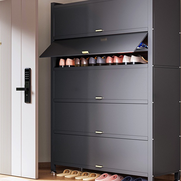 Large Capacity Steel Shoe Cabinet for Home Entrance, Dustproof Shoe Rack, Entryway Storage, Integrated Multi-Layer Floor-Standing Storage Cabinet
