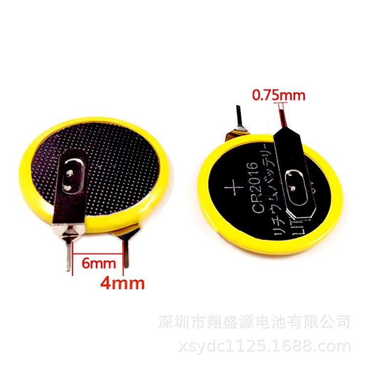 厂家直销CR2016贴片针脚焊脚电池正极贴片脚距6MM电池CR2016现货