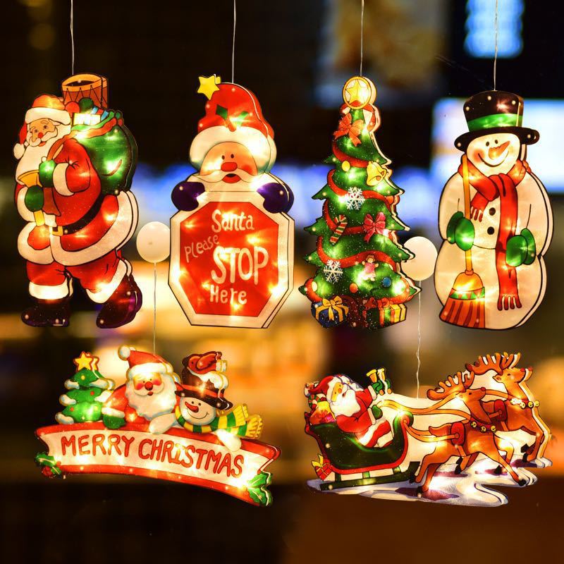 Cross-Border Led Christmas Decorations, Festive Atmosphere Lights, Snowman, Reindeer, Bell, Christmas Tree-Shaped Window Suction Cup Lights Cross-Border Led Christmas Decorations, Festive Atmosphere Lights, Snowman, Reindeer, Bell, Christmas Tree-Shaped Window Suction Cup Lights