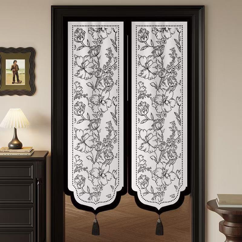 French-Style Bedroom and Living Room Door Curtain, Kitchen Partition Curtain, No-Drill Bathroom Partition Blackout Door Curtain