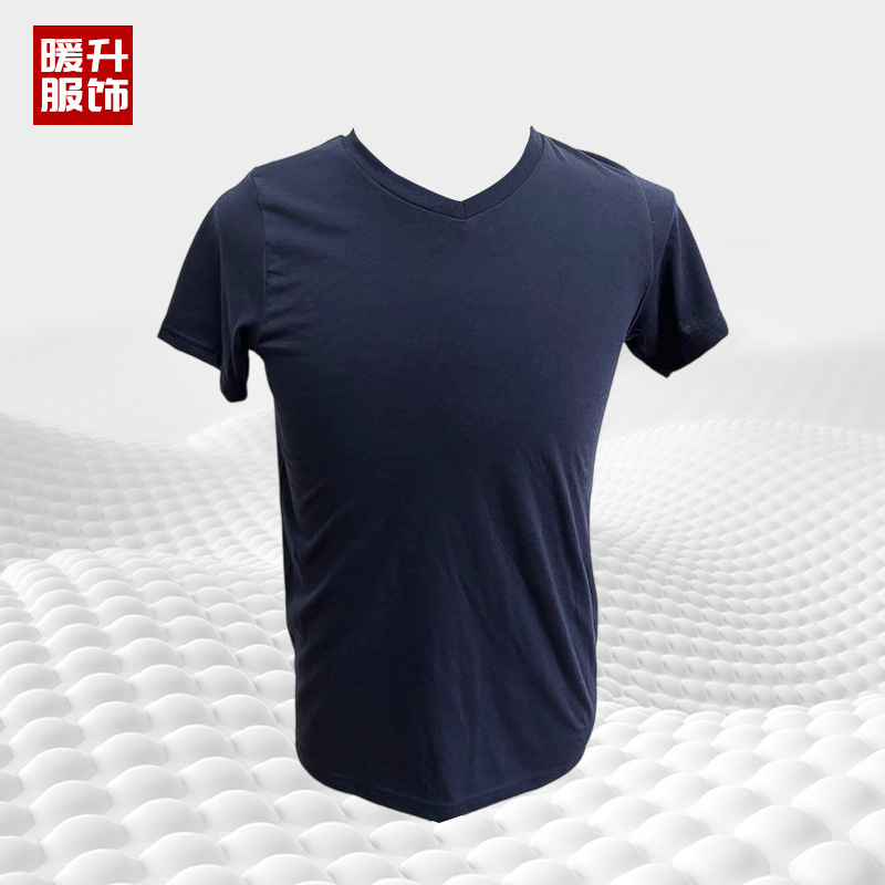 Summer New Short-Sleeve V-Neck T-Shirt for Men, Casual Trendy T-Shirt, Base Layer Short-Sleeve Export Cvc T-Shirt