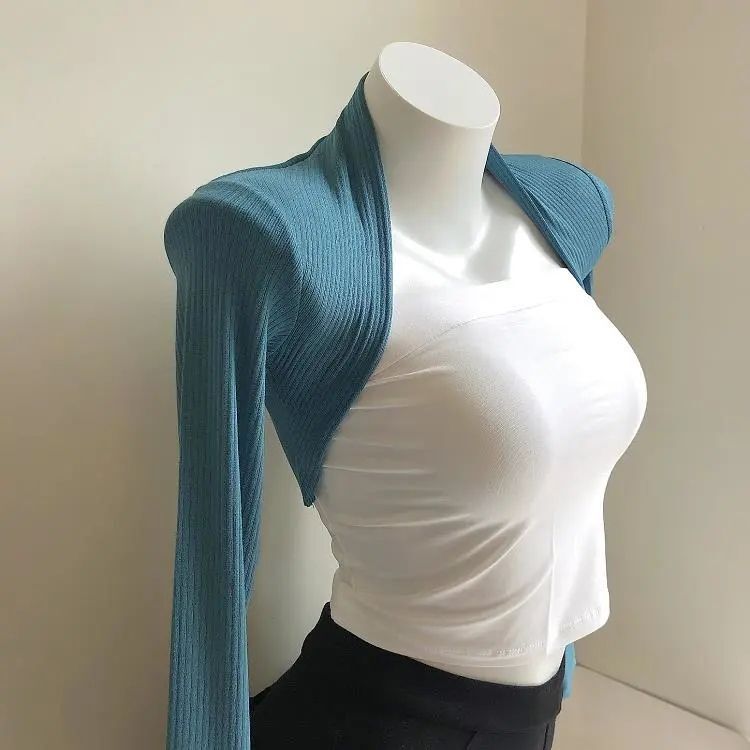 Ballet Dance Gymnastics Long-Sleeved Waistcoat Blouse Yoga Wear Fitness Shirt Sports Training Office Neck Protector Shawl