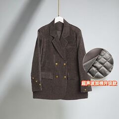 冬款高级洋气加棉西服气质西装正品2025休闲新款通勤外套开叉