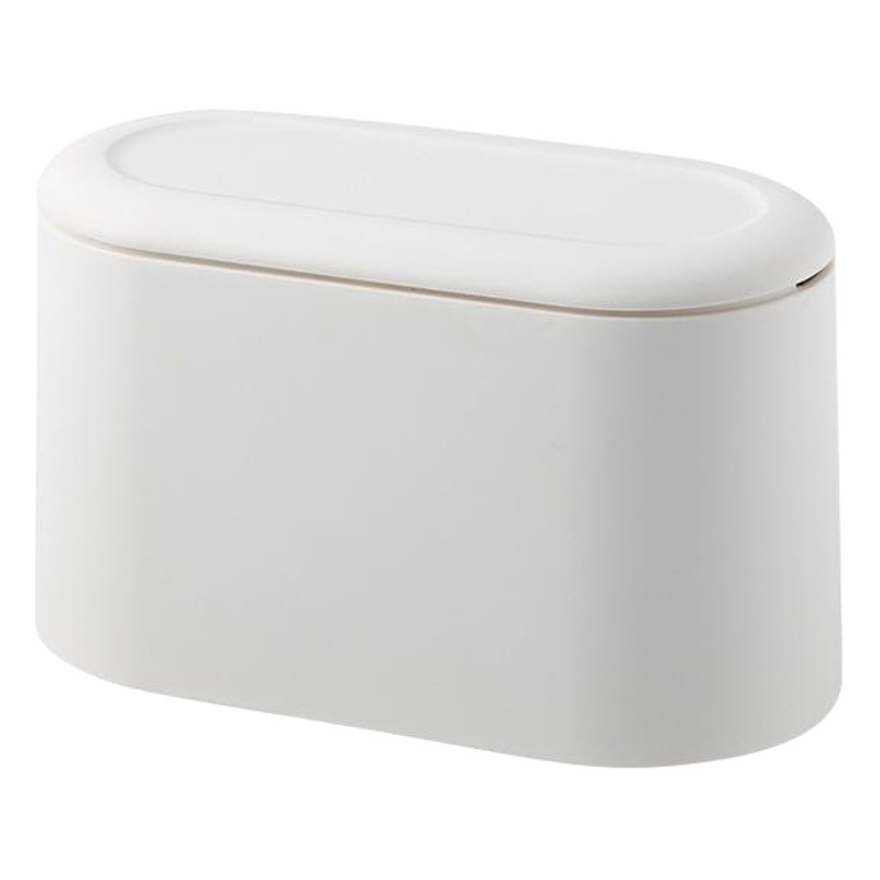 Oficina Escritorio en el hogar mini basura puede empujar-tipo cubierta elástica doble capa tamaño pequeño cesta de basura mesa de plástico caja de almacenamiento