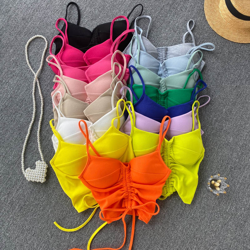 77g Weight Cotton, Rib Fabrics Fabric Type Short Top Length Vest Tops Type Holiday, Daily, Selfie Occasion Strap Neckline Slim Fit Type Solid Color Pattern Summer Season Women's Gender Casual, Elegant, Streetwear Style Wholesale Women's Casual Elegant Streetwear Solid Color Tank Tops 26