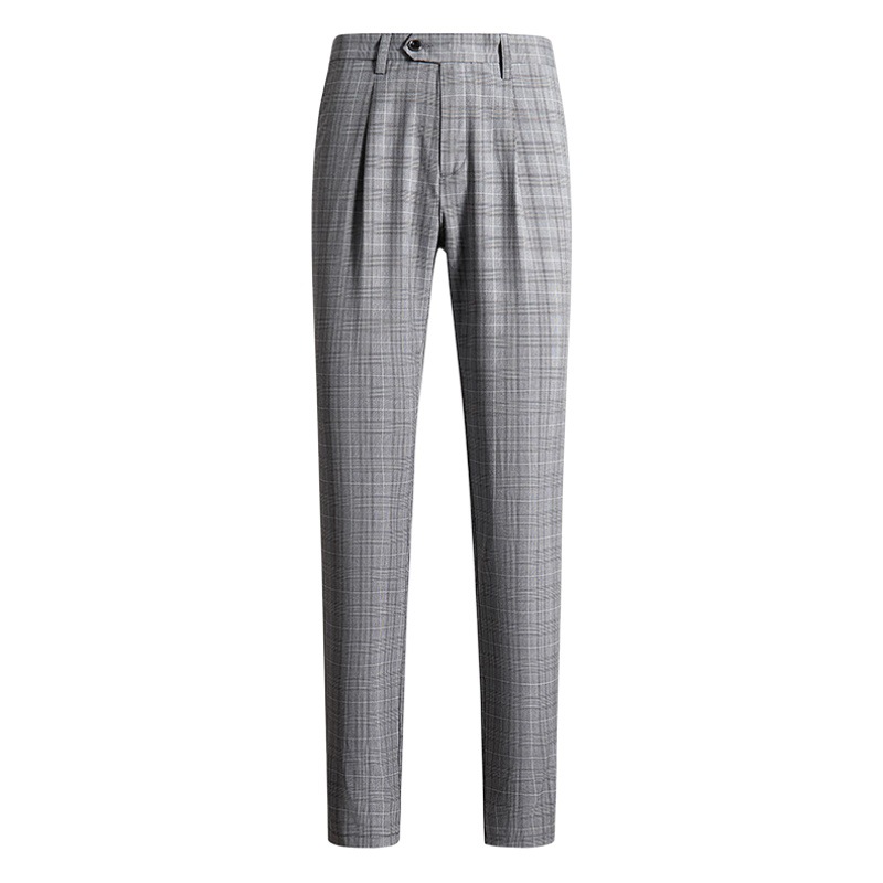 Pantalones a cuadros Príncipe de Gales Pantalones rectos sueltos delgados de verano para hombres pantalones casuales elásticos de negocios de alta gama para hombres