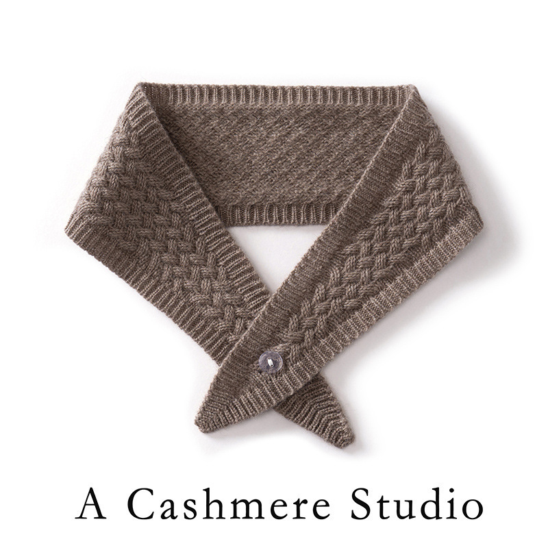 Cashmere Small Scarf Autumn and Winter Cute Warm Woolen Cashmere Neck Warmer Japanese and Korean Style Buttoned Knitted Neck Protector