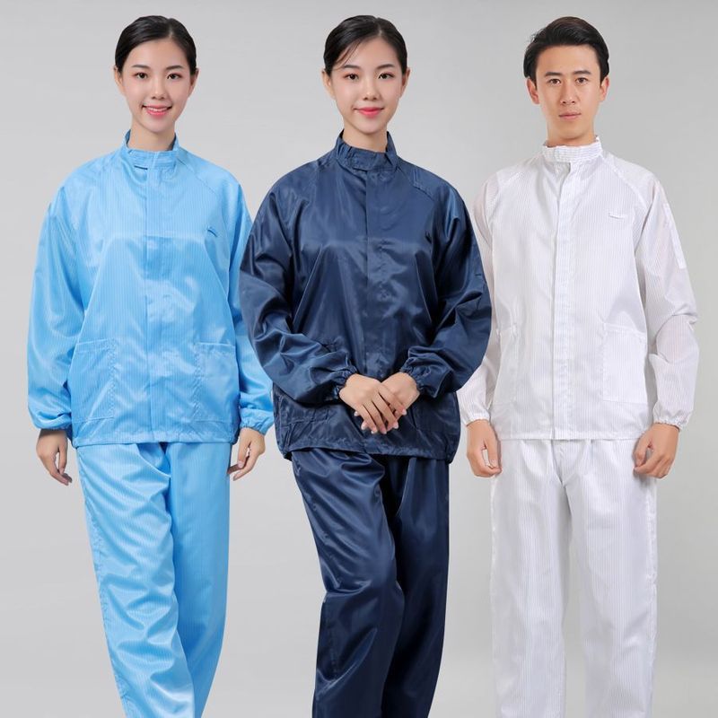 Dust-Proof Clothing, Dust-Free Clothing, Anti-Static Stand-Up Collar Split Clothing Tops for Men, Clean Workshop, Food Factory Protective Overalls for Women