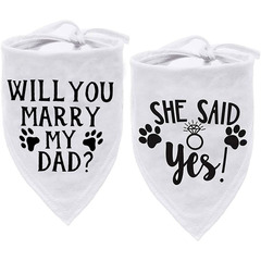 跨境亚马逊temu热卖will you marry my dad白色宠物三角巾晚辈