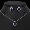 Fashionable accessory for bride, pendant, necklace and earrings, jewelry, set, European style, with gem