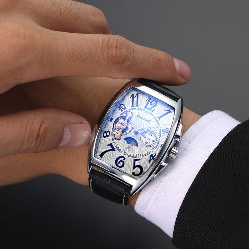 Mechanical watch, barrel type mechanical watch, men's watch, fully automatic tourbillon automatic mechanical watch, cross-border wholesale