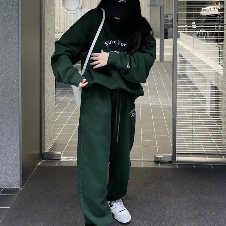 胖MM2-300斤大码卫衣套装女秋冬宽松慵懒风时尚休闲运动服两件套|undefined