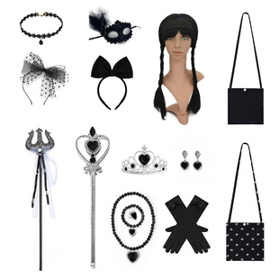 Adams Jewelry Summary Link Black Skull Joker Wednesday COS Costume Props Halloween Accessories