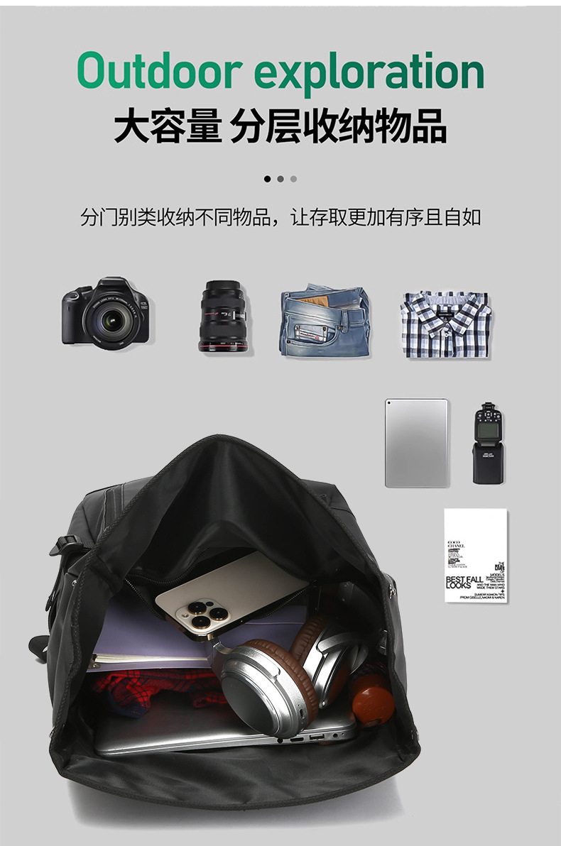 Large-capacity men's high-end backpack, simple and casual student multi-functional schoolbag, business large-capacity computer backpack undefined