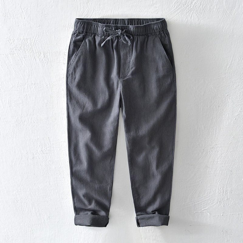 L8223 fresh drawstring elastic waist cotton casual pants men's straight loose Ramie pants a generation of hair L8223 fresh drawstring elastic waist cotton casual pants men's straight loose Ramie pants a generation of hair
