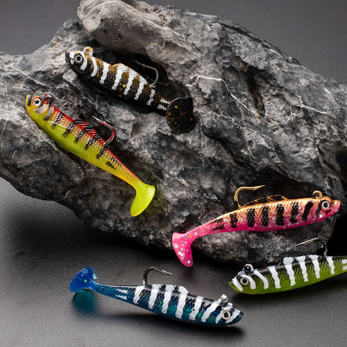 6cm 5.6g T-tail Lead Fish Lure Artificial Single Hook Lure with Weight Full Swim Layer Soft Baits for Spotted Bass