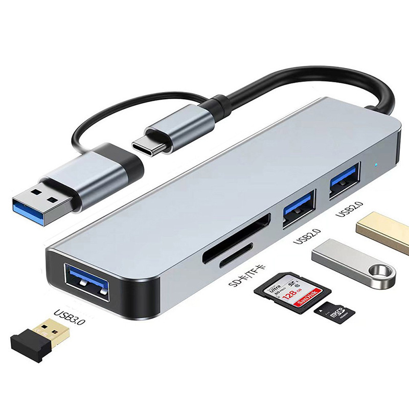 Ocho en uno estación de acoplamiento usb3.0 estación de expansión lector de tarjetas TF/SD estación de expansión para portátil usb hub