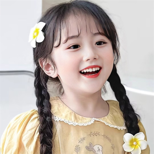 Children's Ponytail Wigs for Girls, Synthetic Hair, Hand-Plaited Fishtail Braids in Y2K Style, Double Ponytails—Factory Direct Sales