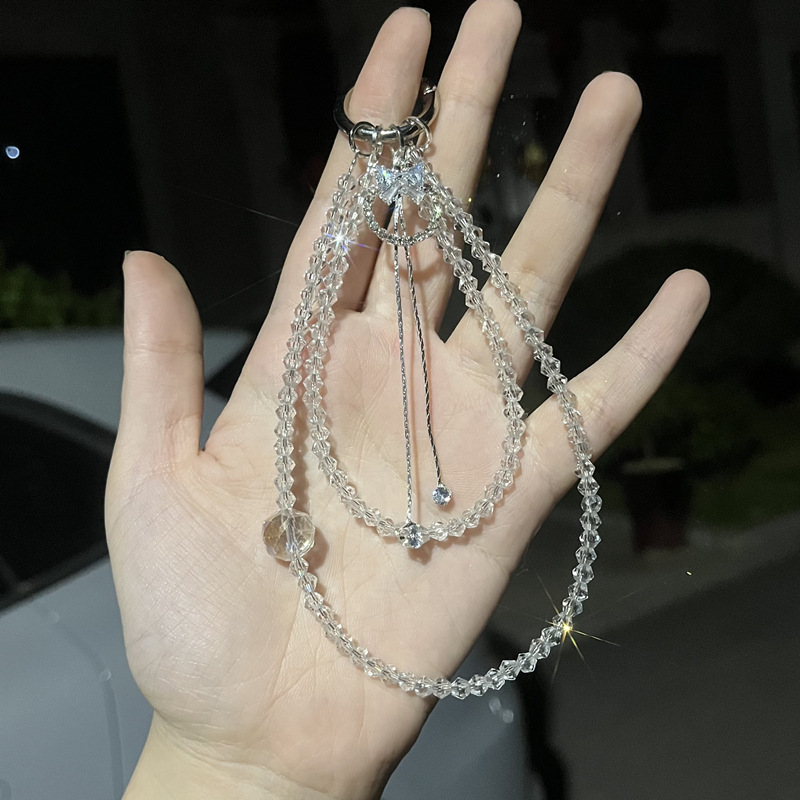[Designer Edition] White Inkstone Crystal Phone Chain Phone Pendant for Women, Exquisite and High-End Creative Phone Accessory