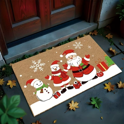 Amazon's Best-Selling Imitation Coconut Fiber Floor Mats for Entryways and Outdoor Areas, Thick and Durable, Dirt-Resistant and Dust-Removing Door Mats Wholesale (Avtomobil döşəmə paspasları) - zx-christmas-model-s-01-4060silk-circle