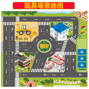 Cross-Border Amazon Toy Car Scene Map Dinosaur Animal City Traffic Parking Lot Non-Woven Game Mat