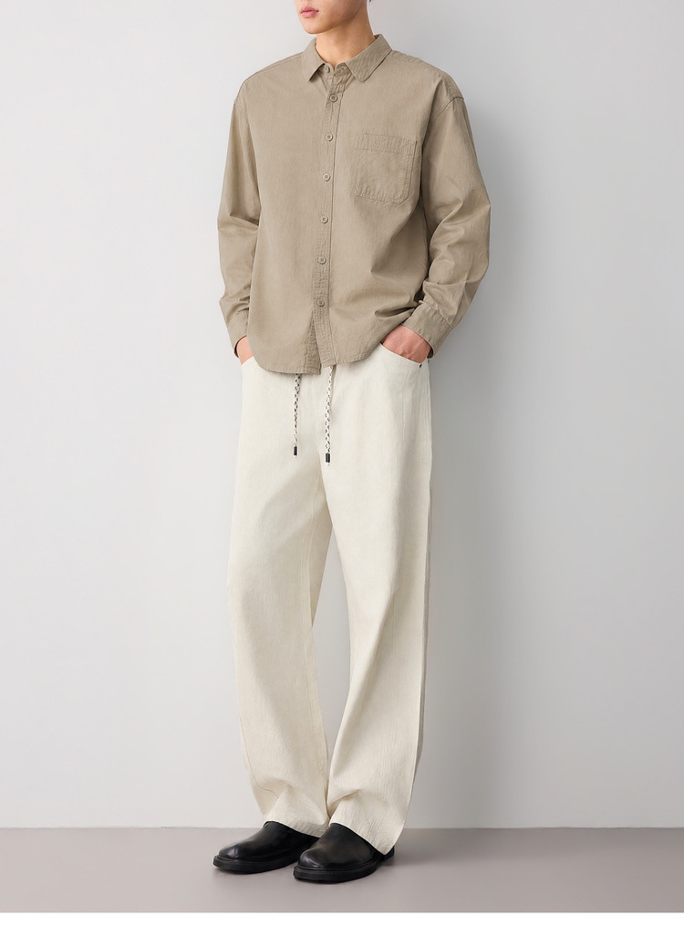 Áo sơ mi nam dài tay cotton trơn màu phong cách công sở — đen chi tiết 49