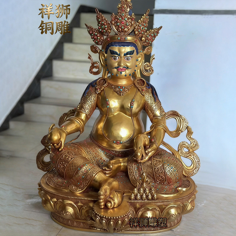 祥狮雕塑《黄财神》精工铜雕《五姓财神》铜佛像桌面摆件来图定制