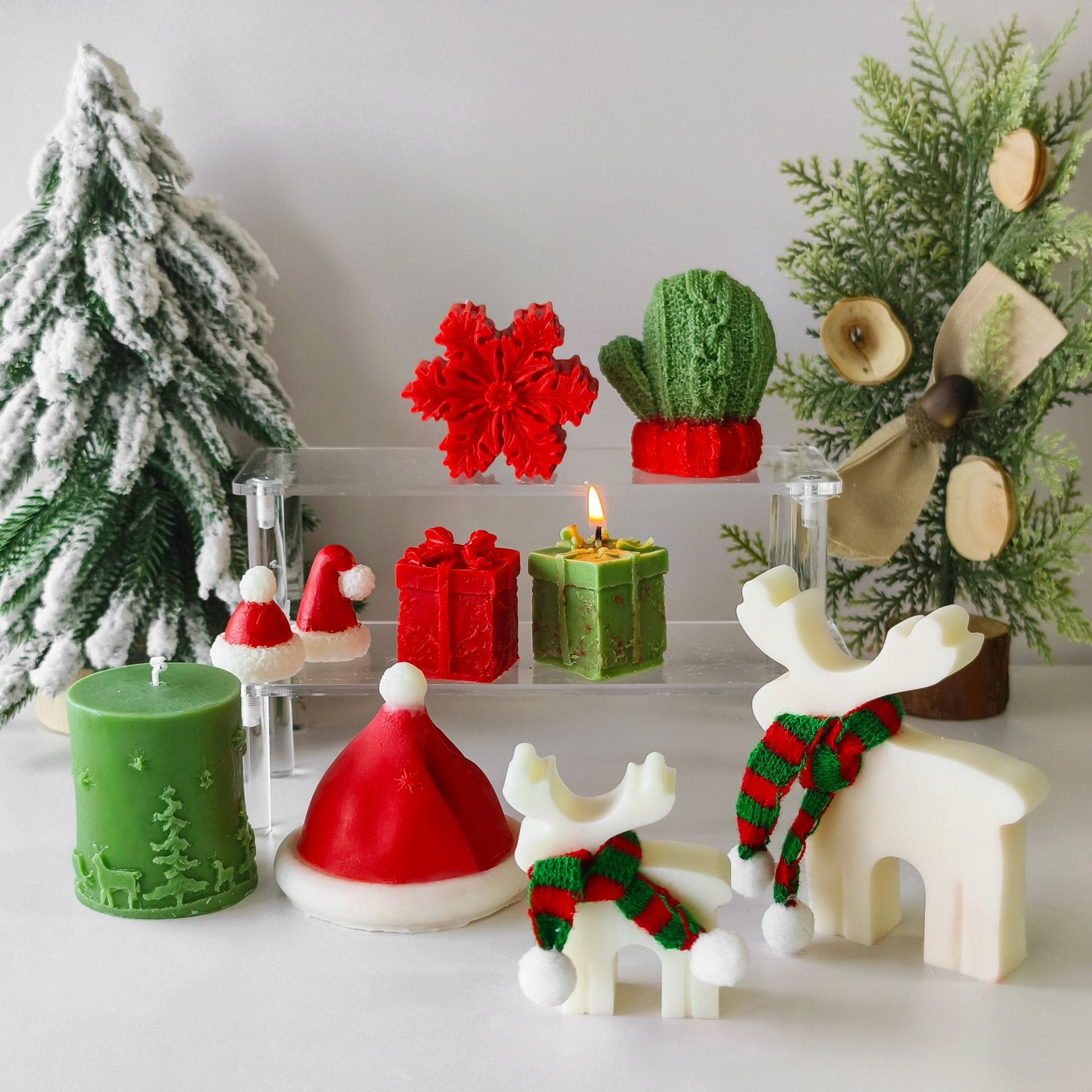 Jiahuimei árbol de Navidad molde de silicona decoración de Navidad sombrero copo de nieve aromaterapia vela molde