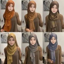 时尚百搭满版烫金撒金闪光纯色珍珠雪纺长巾围巾单色chiffon头巾