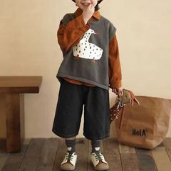 儿童卡通提花针织背心2025春秋男童可爱圆领毛衣马甲女童无袖坎肩
