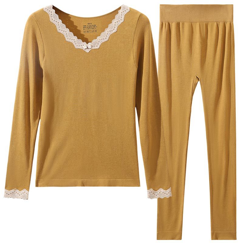 Ropa de otoño pantalones largos traje de calefacción sin costuras bodysuit Otoño e Invierno desgaste bottoming suéter ropa interior térmica de las mujeres delgadas