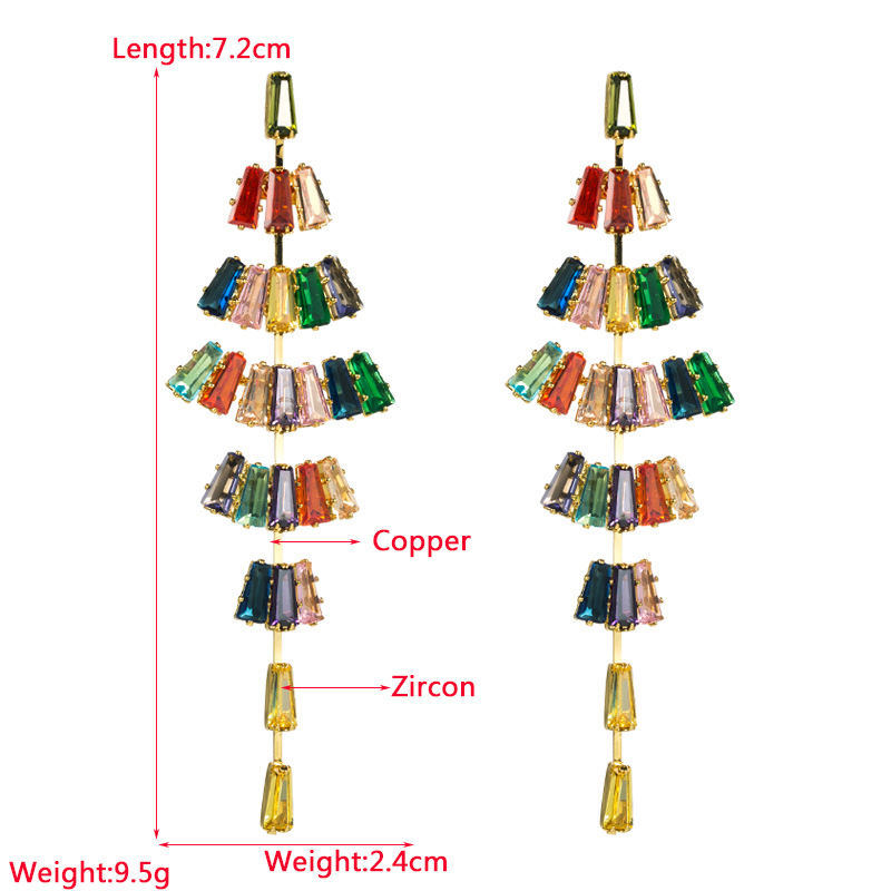 Fashion Sector Copper Inlay Zircon Drop Earrings 1 Pair