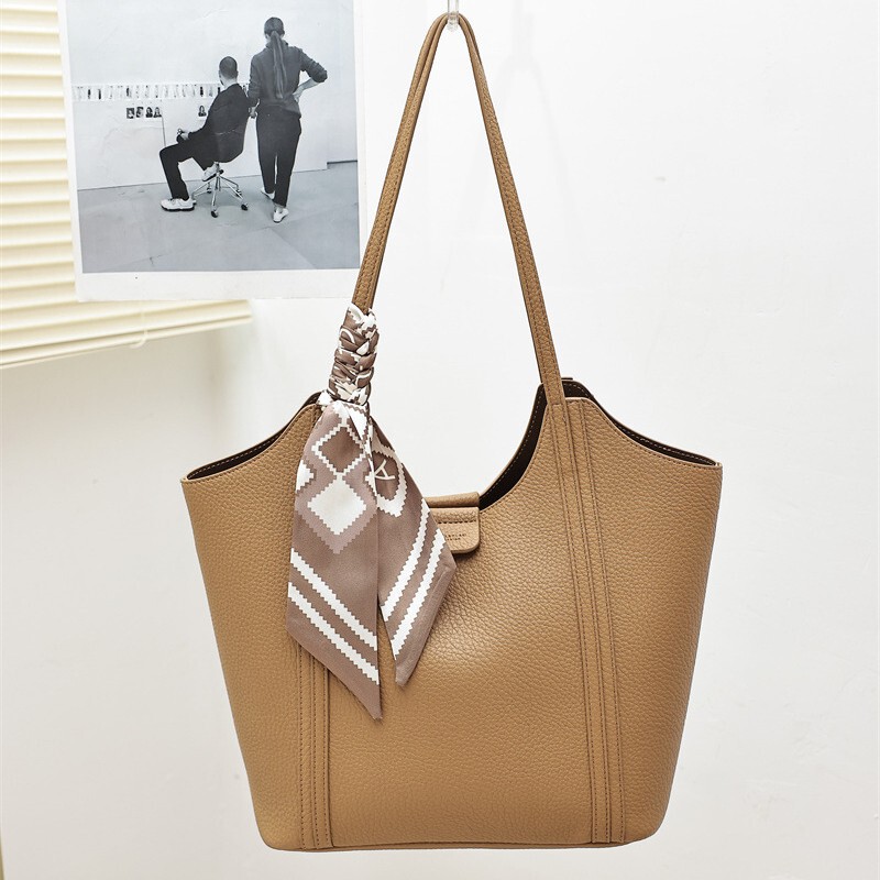 Foreign Trade Japanese and Korean Fashion Work Clothing Tote Women's Bag Soft Leather Armpit Bag Simple Large Capacity Document Bag Single Shoulder