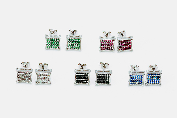 Simple Style Style Exquisite Fashion Gold-plated Zircon Stud Earrings Square Stud Earrings Cross-border Supply Exquisite All-match Small Zircon Earrings