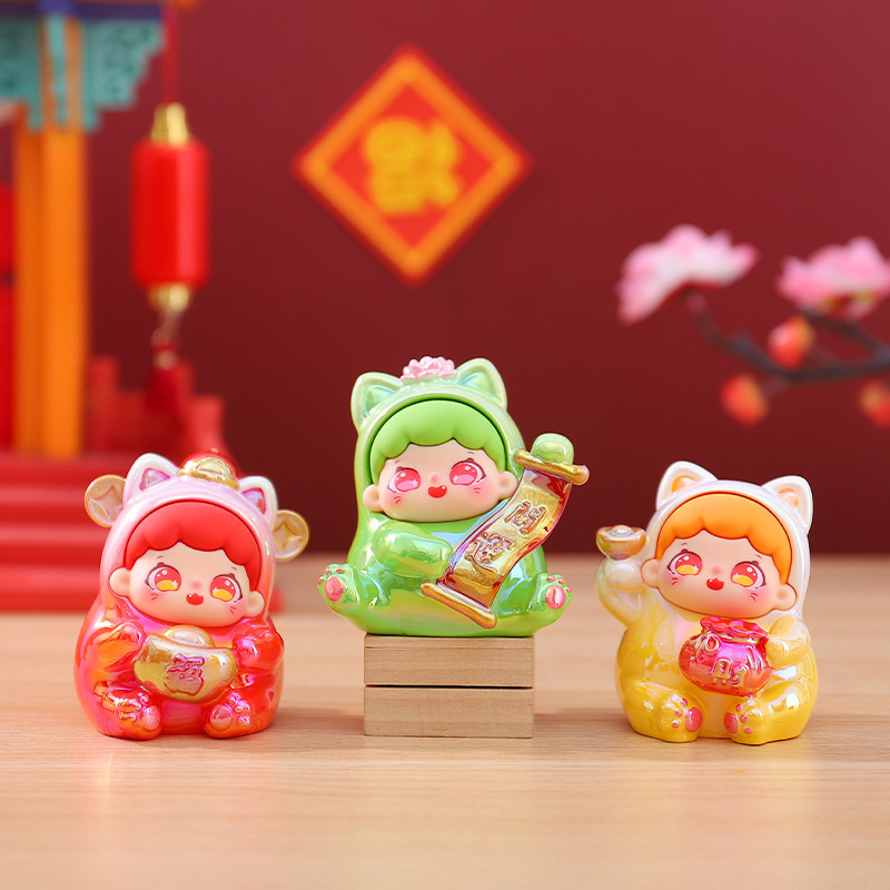 网红解压玩具招财好运猫盲盒桌面摆件礼物好运吉祥物国潮风招财|undefined