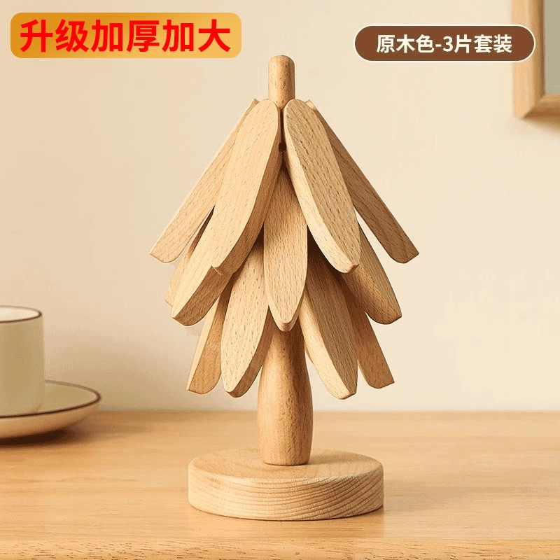 Decoración de mesa de comedor de madera sólida un árbol de alto valor de superficie almohadilla aislante de árbol pequeño almohadilla aislante de árbol plegable creativo árbol de platos de comedor