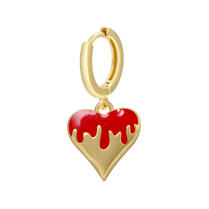 Retro Smooth Heart Drop Oil Pendant Copper Earrings Wholesale Nihaojewelry display picture 3