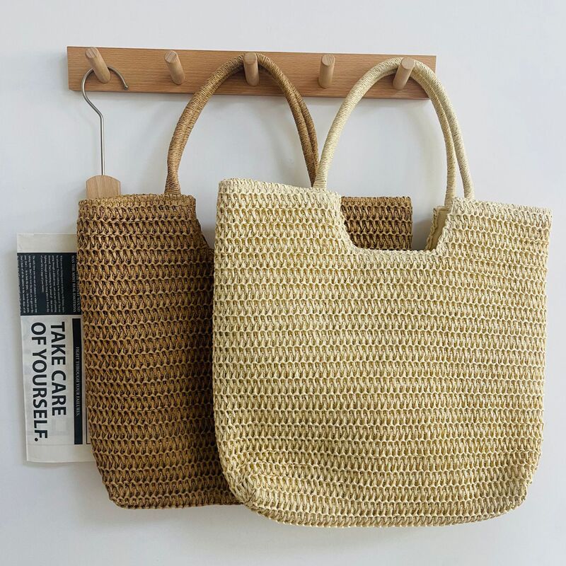 Cross Border Women's Large Straw Crochet Summer Woven Bag Shoulder Bag Bohemian Straw Woven Bag Women's Vacation Bag